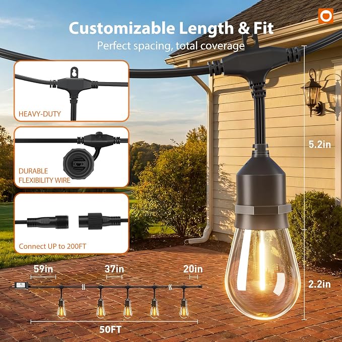 addlon 50FT Outdoor String Lights LED - Image 6