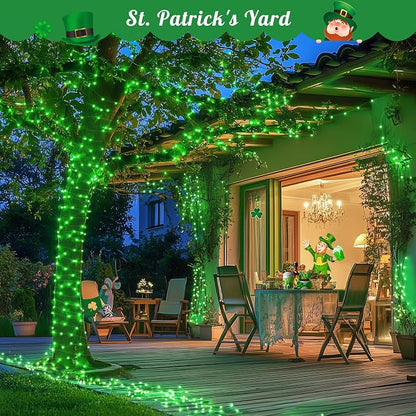 JMEXSUSS 2 Pack St Patricks Day Solar Lights, Each 33ft 100 LED Green Solar - Image 2