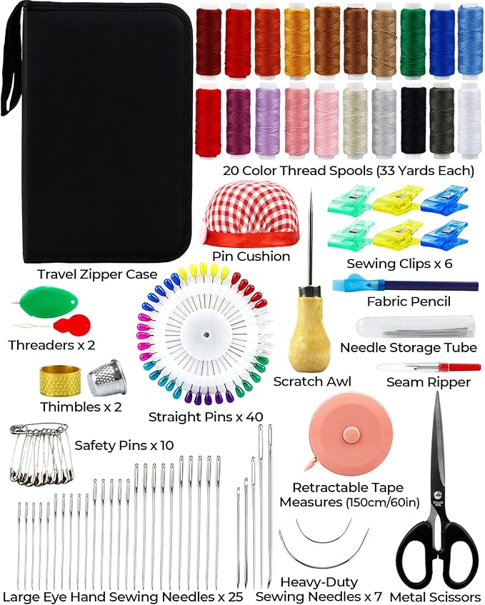 PLANTIONAL Heavy Duty Sewing Kit: 120pcs Needle and Thread Kit 20 Color - Image 2