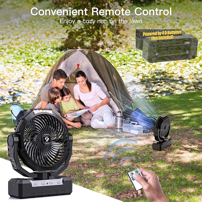 Battery Operated Fan, 2 in 1 D-Cell Battery & USB Powered Fans, Portable - Image 4