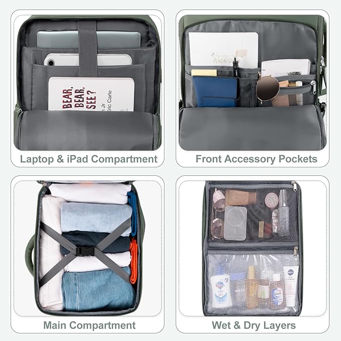 Sinaliy Personal Item Backpack, Carry on Travel Backpack - Image 6