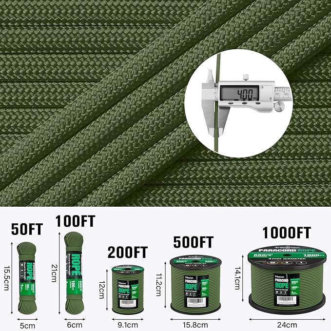 Paracord Rope 550 lb - 500ft 5/32" Parachute Cord 4MM 7-Strand para Cord - - Image 5