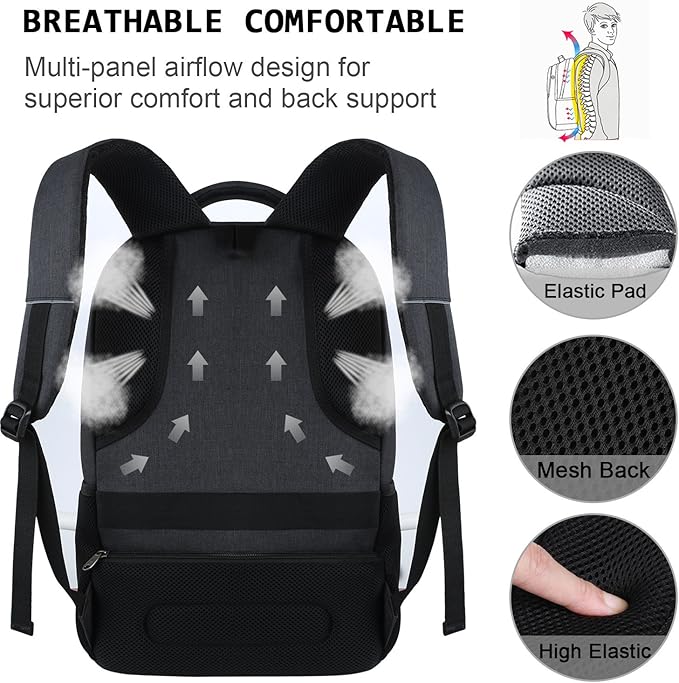 Volher Laptop Backpack, Business Travel Anti Theft Slim Durable Laptops Backpack - Image 5