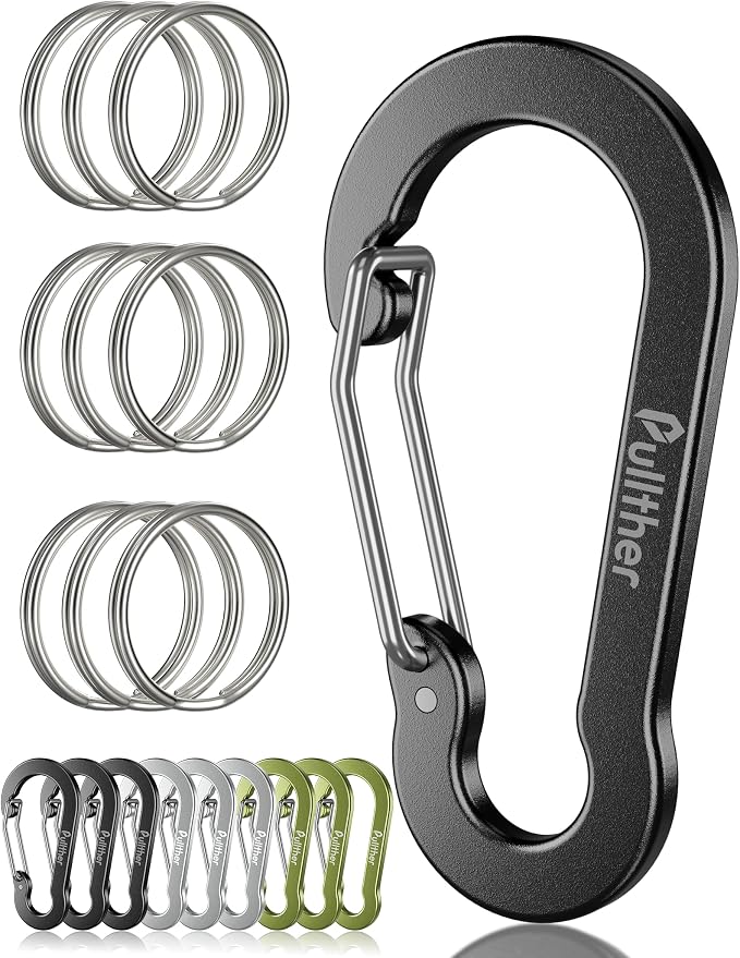9PCS Carabiner Keychain Clip, 2.7" Large Aluminum Carabiner Clips by pulltherfishing