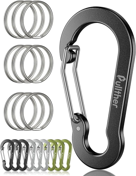 9PCS Carabiner Keychain Clip, 2.7" Large Aluminum Carabiner Clips by pulltherfishing