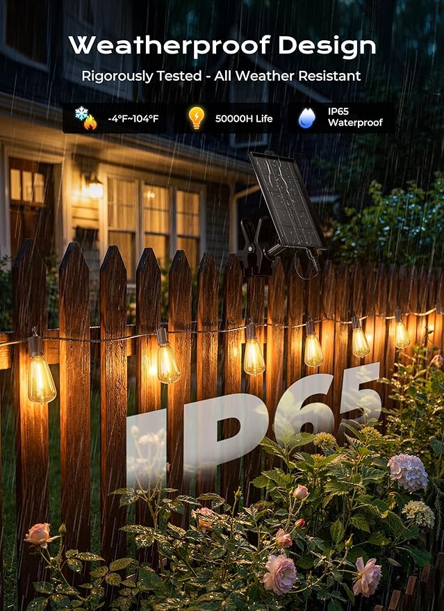 Brightown 108FT Solar String Lights Outdoor Waterproof, Patio Lights - Image 3