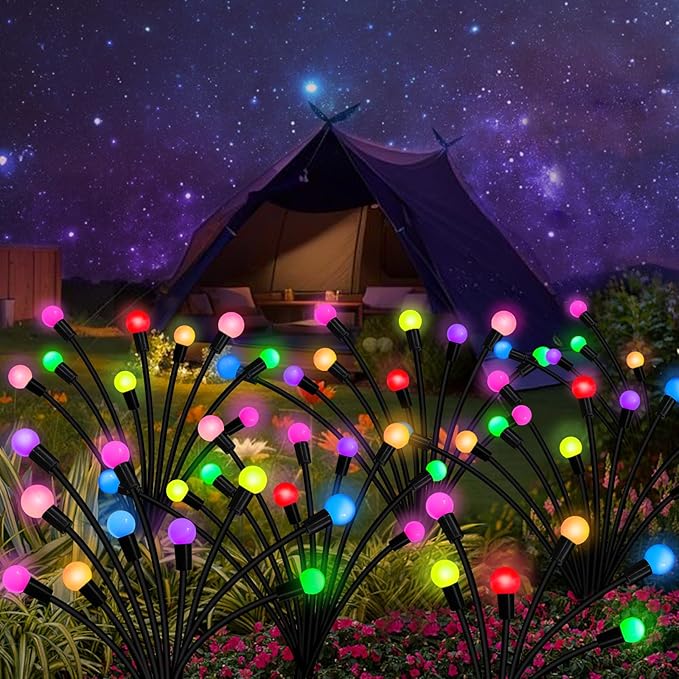 Kohlrabi Solar Garden Lights Outdoor, 6 Pack 48 LED Solar Firefly Lights - Image 6
