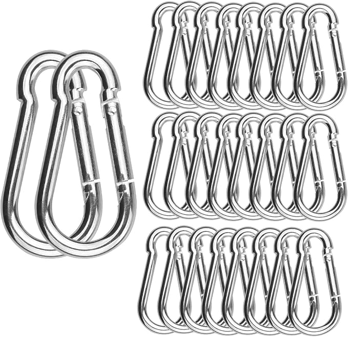 30 Pack 2 Inch Small Carabiner Clip Heavy Duty Spring Snap Hook M5 Stainless by GiveYouTheBestChoice