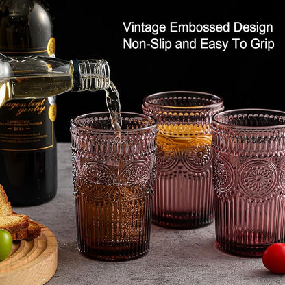 ZMOWIPDL Vintage Glassware Drinking Glasses Set of 6, 13 oz Purple Textured - Image 7