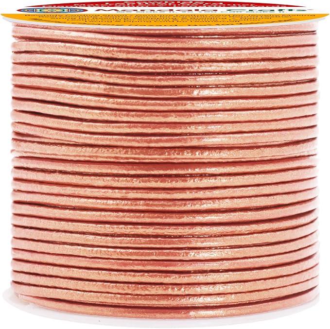 Mandala Crafts Round Genuine Rose Gold Leather Cord - Image 2