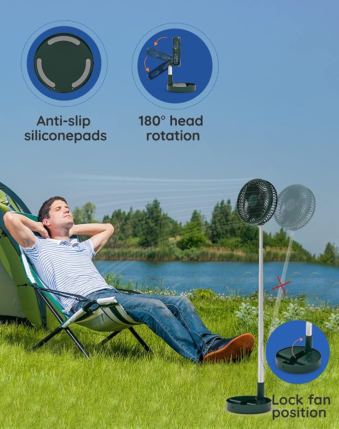 Primevolve Battery Operated Fan, Portable Rechargeable USB Floor Table Desk Fan - Image 3