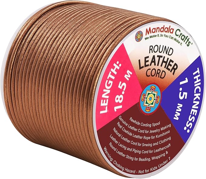 Mandala Crafts Round Genuine Bronze Leather Cord by MandalaCrafts