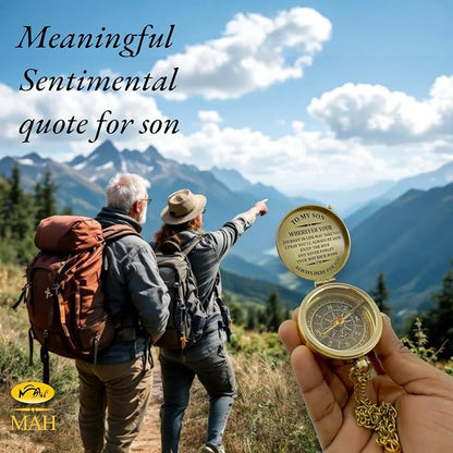 Brass Compass Gift to My Son Never Forget I Love You, Sentimental Keepsake from - Image 6