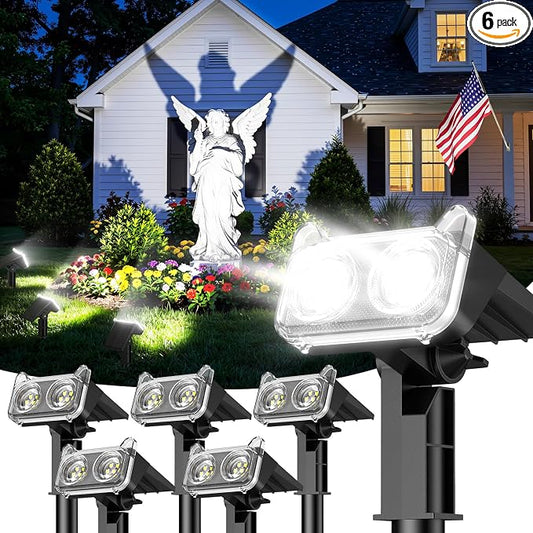 LETMY Solar Lights Outdoor Waterproof IP65, 6 Pack Solar Spot Lights Outdoor by Letmy