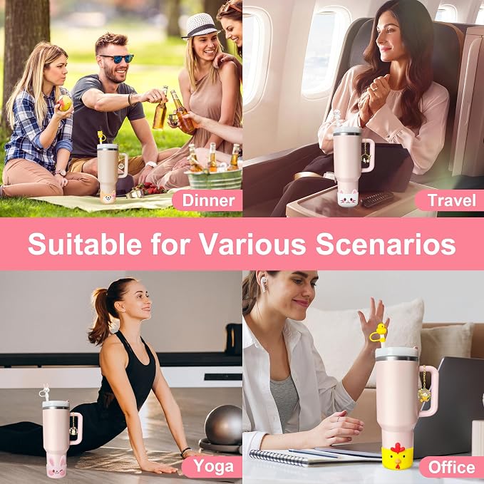 Silicone Cup Boot for Stanley 40oz Tumbler, Dog Bow Straw Cover Bottom - Image 3