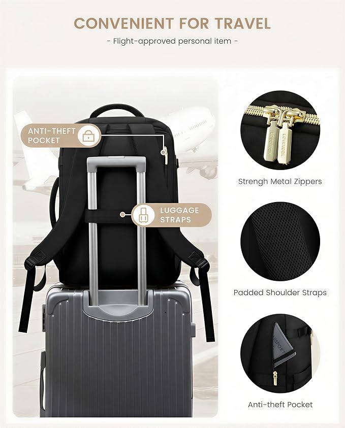 LOVEVOOK 40L Travel Backpack Carry on Flight Approved, Personal Item Bag - Image 5