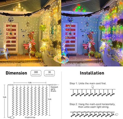 JMEXSUSS 300LED Dual Color Changing Curtain Lights - Image 4