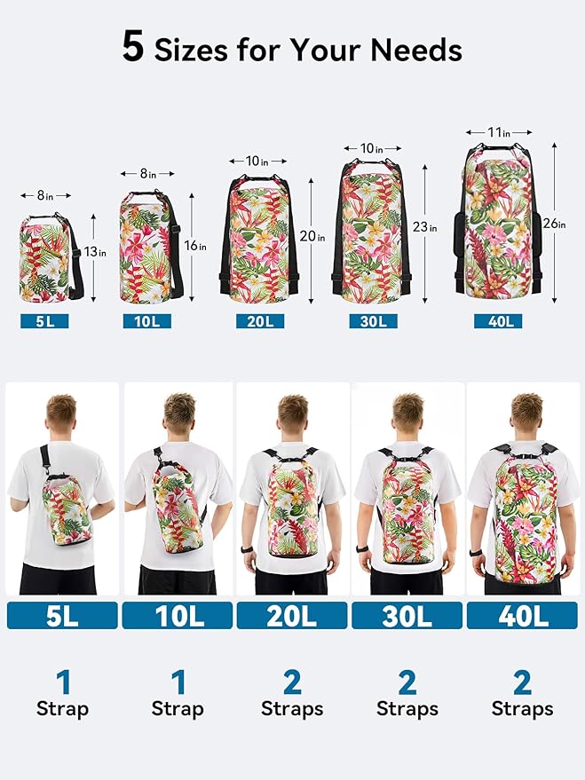 HEETA Waterproof Dry Bag for Women Men, 5L/10L/20L/30L/40L Roll Top Lightweight - Image 2