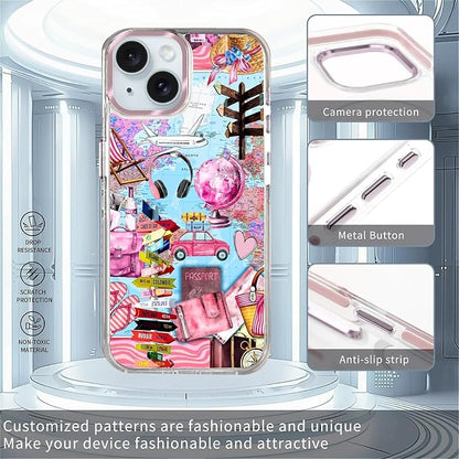 Case for iPhone 13/14, Cover Holiday Trip World Map Phone Case Design，for Women - Image 2