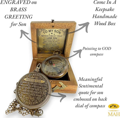 Brass Compass Gift to My Son Never Forget I Love You, Sentimental Keepsake from - Image 7