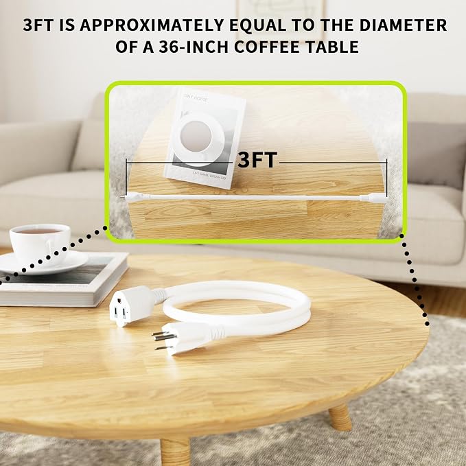 16/3 White Extension Cord 3 FT, Indoor Extension Cord - Image 8