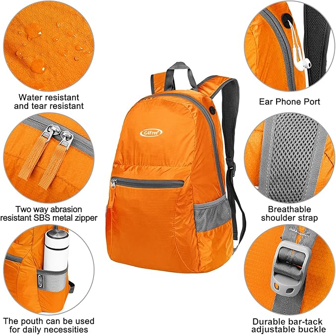 G4Free 20L Lightweight Packable Backpack Travel Hiking Daypack Foldable Backpack - Image 4