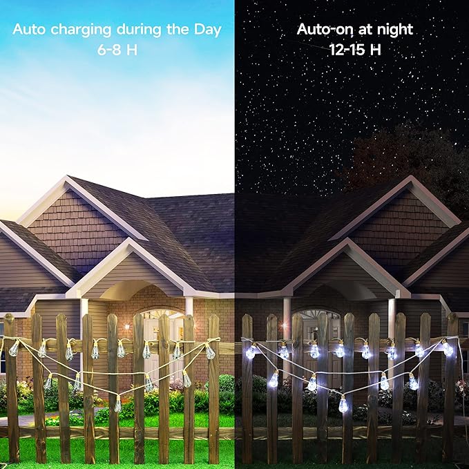 Solar Outdoor String Lights, 2 Pack 20Ft Vintage Rope Hemp Solar Patio Lights - Image 4