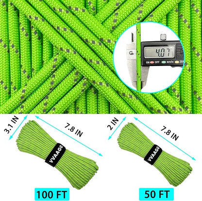 VVAAGG Reflective Paracord Rope 100FT, 7 Strand Nylon para Cord Lanyard Utility - Image 2