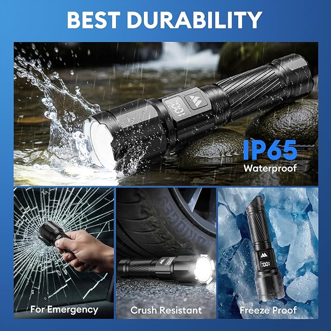 3 Pack Rechargeable Flashlights High Lumens, Super Bright LED Tactical - Image 6