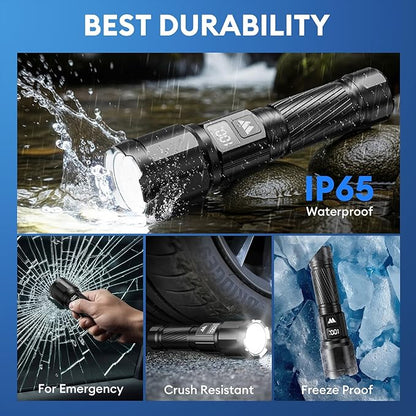 3 Pack Rechargeable Flashlights High Lumens, Super Bright LED Tactical - Image 6