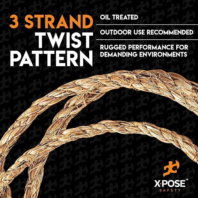 Manila Rope - 3/8 Inch 600' - 3 Strand Cordage Twisted Braided Rope - Thick - Image 5