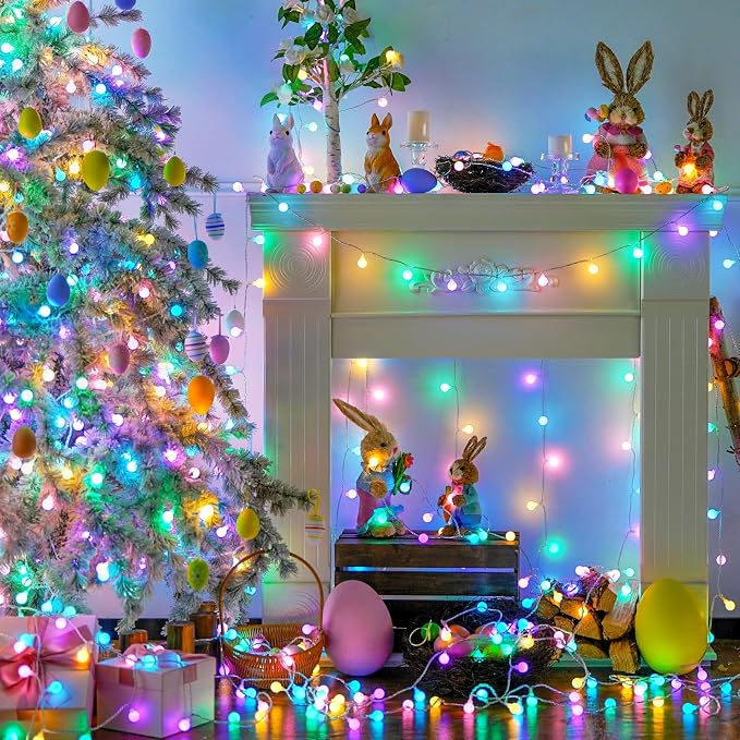 JMEXSUSS 100 LED Connectable Easter Lights String Indoor, 33 ft Globe String - Image 8