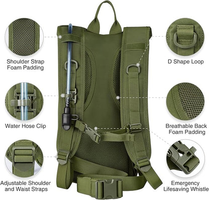 NOOLA Hydration Backpack with 3L TPU Water Bladder, Tactical Molle Water - Image 4