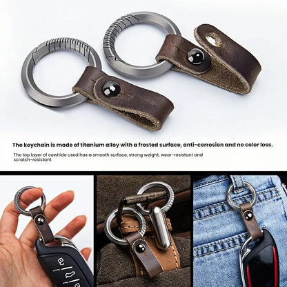 Titanium Alloy Keychain Clip & Leather Loop - Image 8