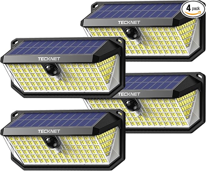 TECKNET 4200Lm 416 LED Solar Motion Lights Outdoor Waterproof, 300° Angle & 3 by Tecknet