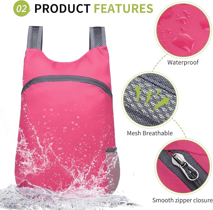 20L Ultra Hiking-Daypack Lightweight Foldable Travel Packable Backpack - Image 4