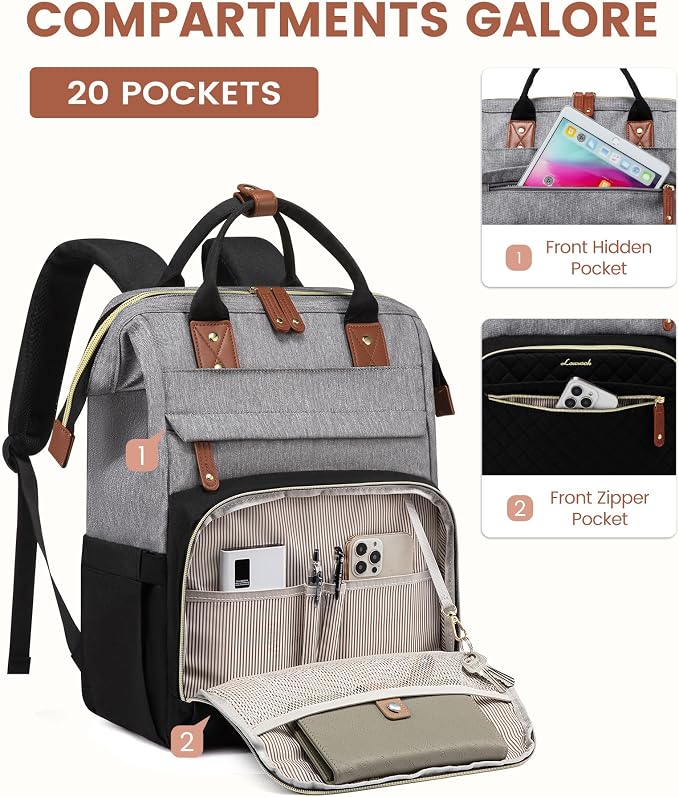 LOVEVOOK Laptop Backpack for Women, 15.6'' Waterproof Nurse Bag Teacher Work - Image 2