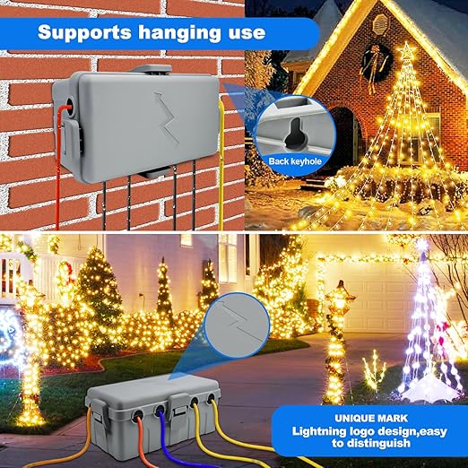 Hrensaw Medium Outdoor Electrical Box, IP54 Waterproof Extension Cord Cover w/6 - Image 6