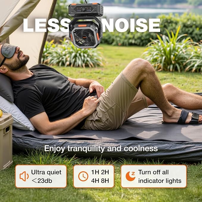 OGERY Camping Fan, Portable Fan Rechargeable - Image 7