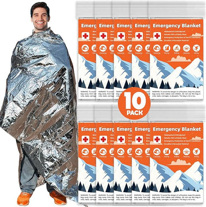 10 Pack Emergency Thermal Blanket Survival, Mylar Blankets by Unknown