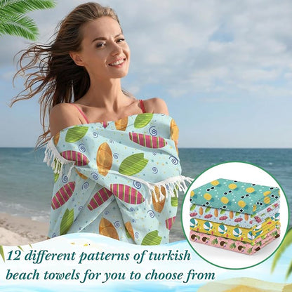 Peryiter 24 Pack Microfiber Oversize Turkish Beach Towel Set 12 Large Absorbent - Image 5