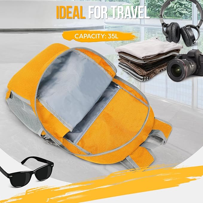 ZOMAKE Lightweight Packable Backpack 35L, Light Foldable Backpacks Water - Image 3