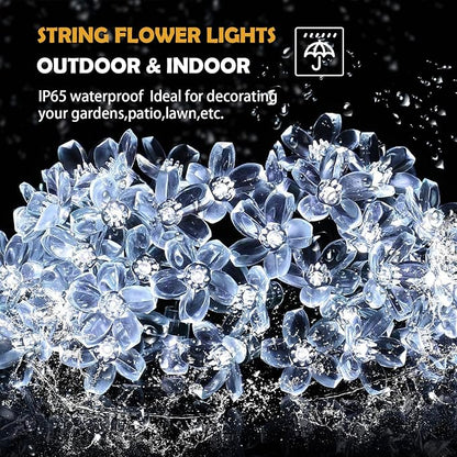 ITICdecor Outdoor Solar Flower String Lights Waterproof 50 LED Fairy Light - Image 2