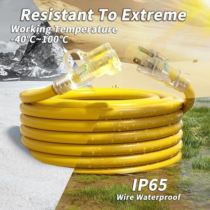 PlugSaf 14/3 Gauge Yellow Outdoor Extension Cord 100 ft Waterproof - Image 7