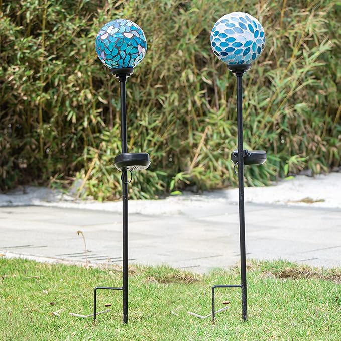 VCUTEKA Solar Lights Outdoor Decorative, Mosaic Solar Garden Light Waterpoof - Image 6