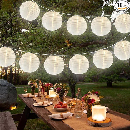 Lantern String Lights Outdoor, 27.5FT White Lantern String Lights Plug in by Doratale
