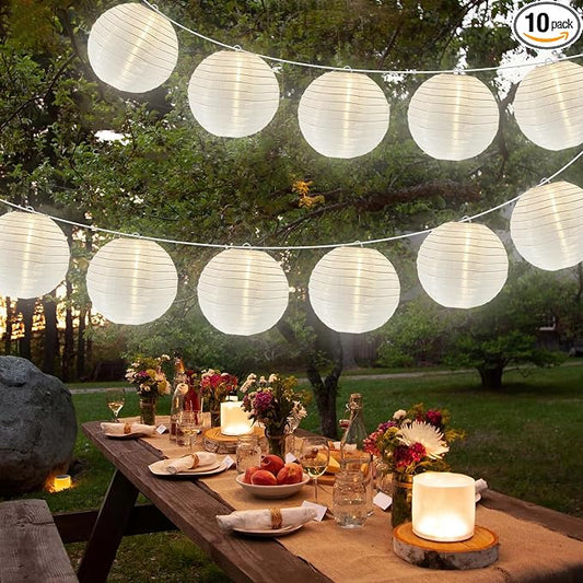 Lantern String Lights Outdoor, 27.5FT White Lantern String Lights Plug in by Doratale