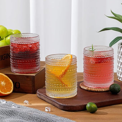 HomeVogue Hobnail Drinking Glasses Set of 12, 12oz & 15oz Vintage Glassware Set - Image 7