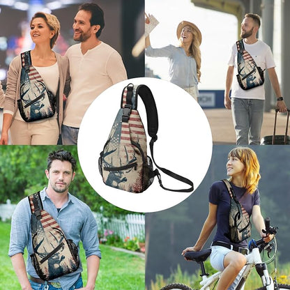 FyLybois Deer Sling Bag for Women Lightweight Crossbody Backpack Casual Daypack - Image 2