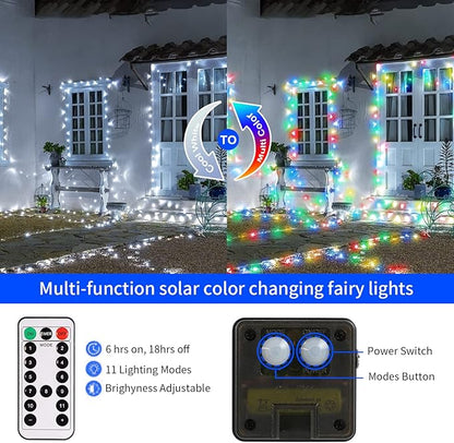 JMEXSUSS 2 Pack Solar Christmas Lights Outdoor Waterproof, 100 LED 33ft White - Image 3